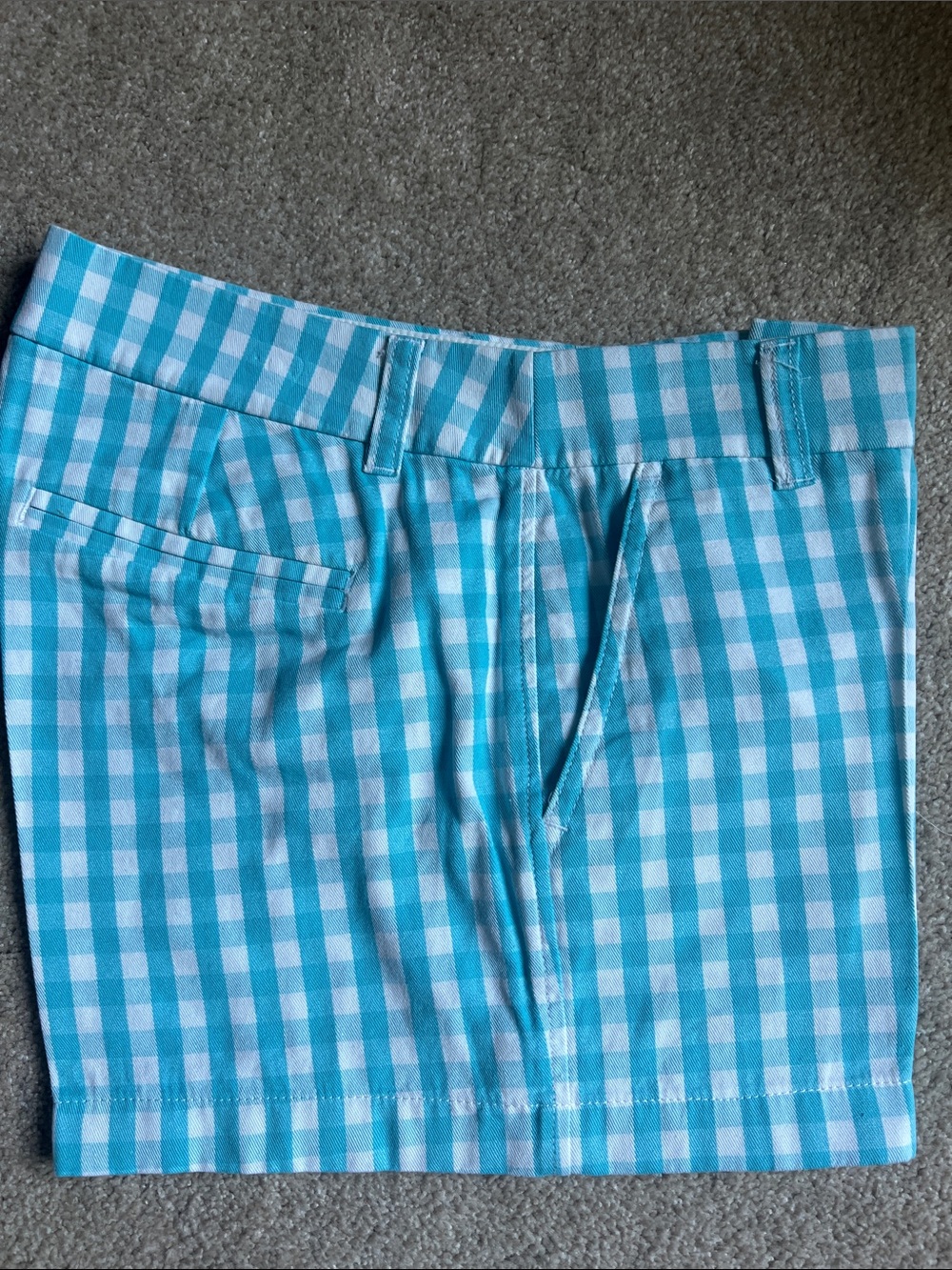 J. Crew Turquoise and White Gingham Shorts. Size 4. Like new.